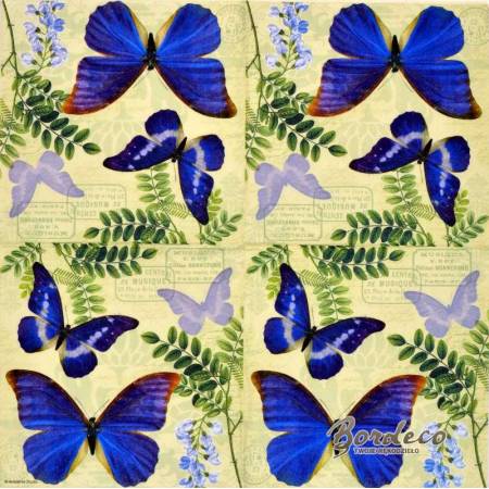 Serwetka decoupage firmy AMBIENTE motyle fioletowe 33x33cm